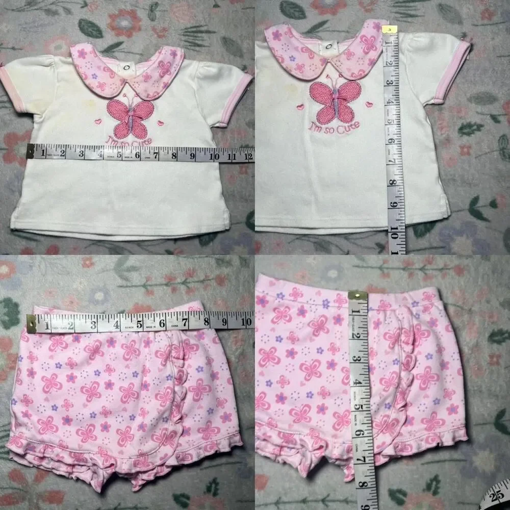 bon bebe Vintage Y2K Two Piece Baby Set 6 Month - Coquette Butterfly Cottage 90s